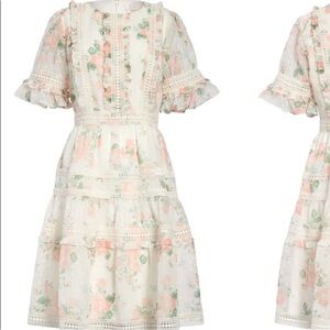 Rachel Parcell Floral Midi Dress - Cream and Pink